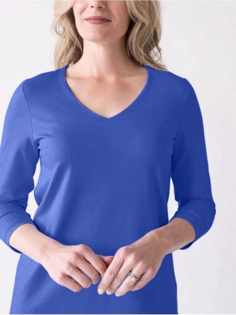 JudyP Sandra V-Neck 3/4 Sleeve Top Small Purple